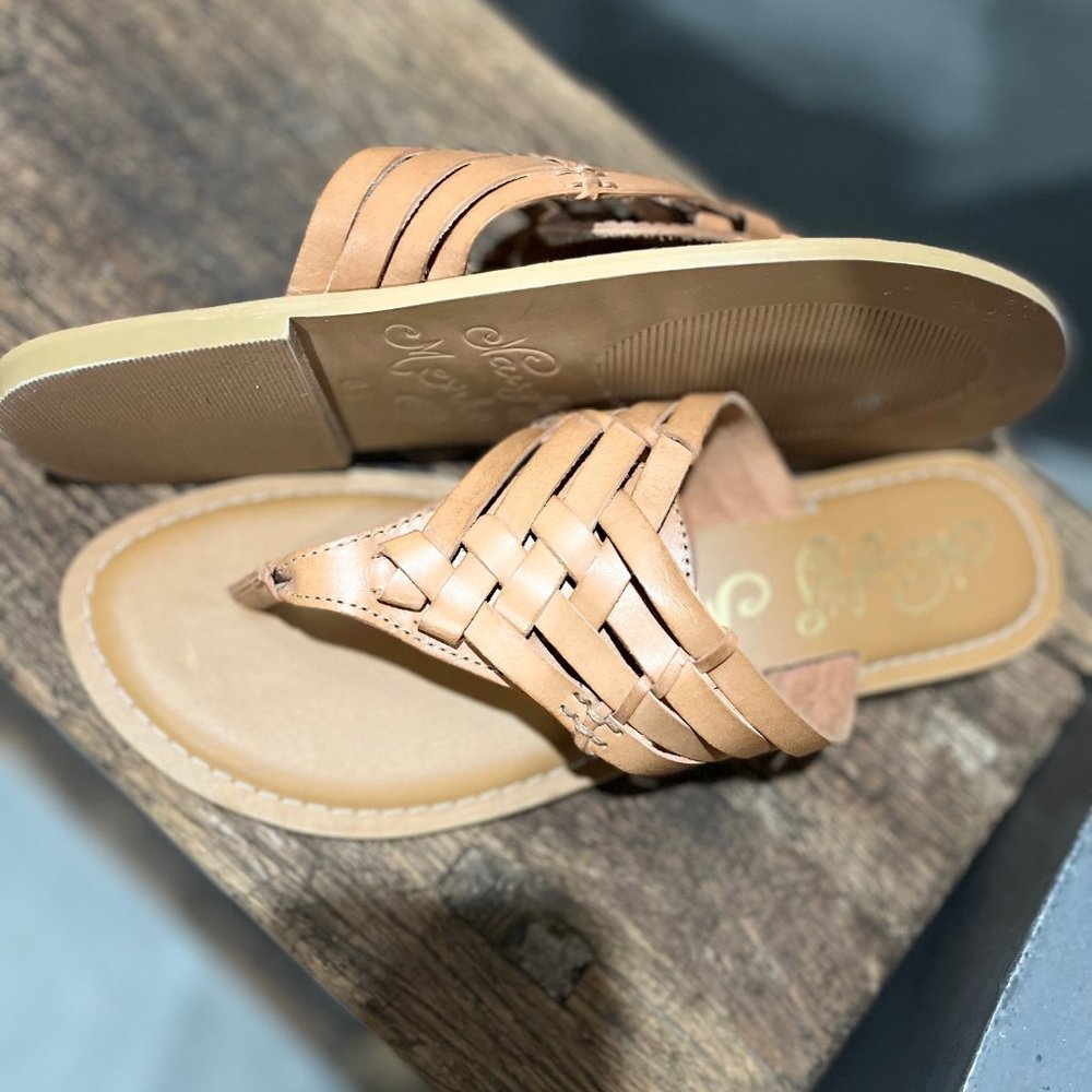 Leather slip on sandals